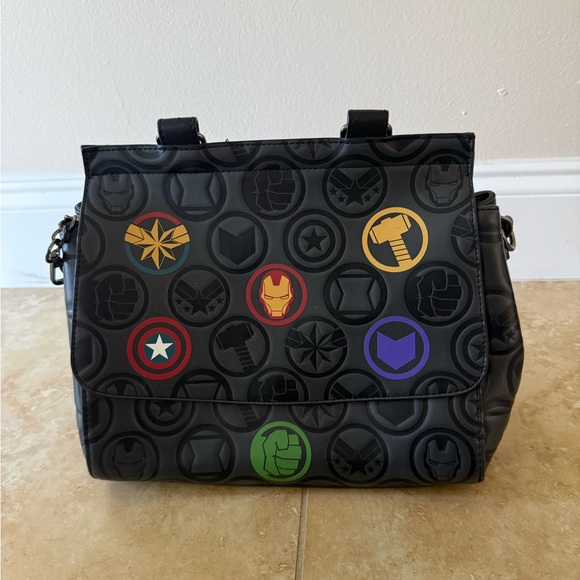 Marvel Iconic Black Messenger Bag with Red and Purple Accents - Picture 3 of 12